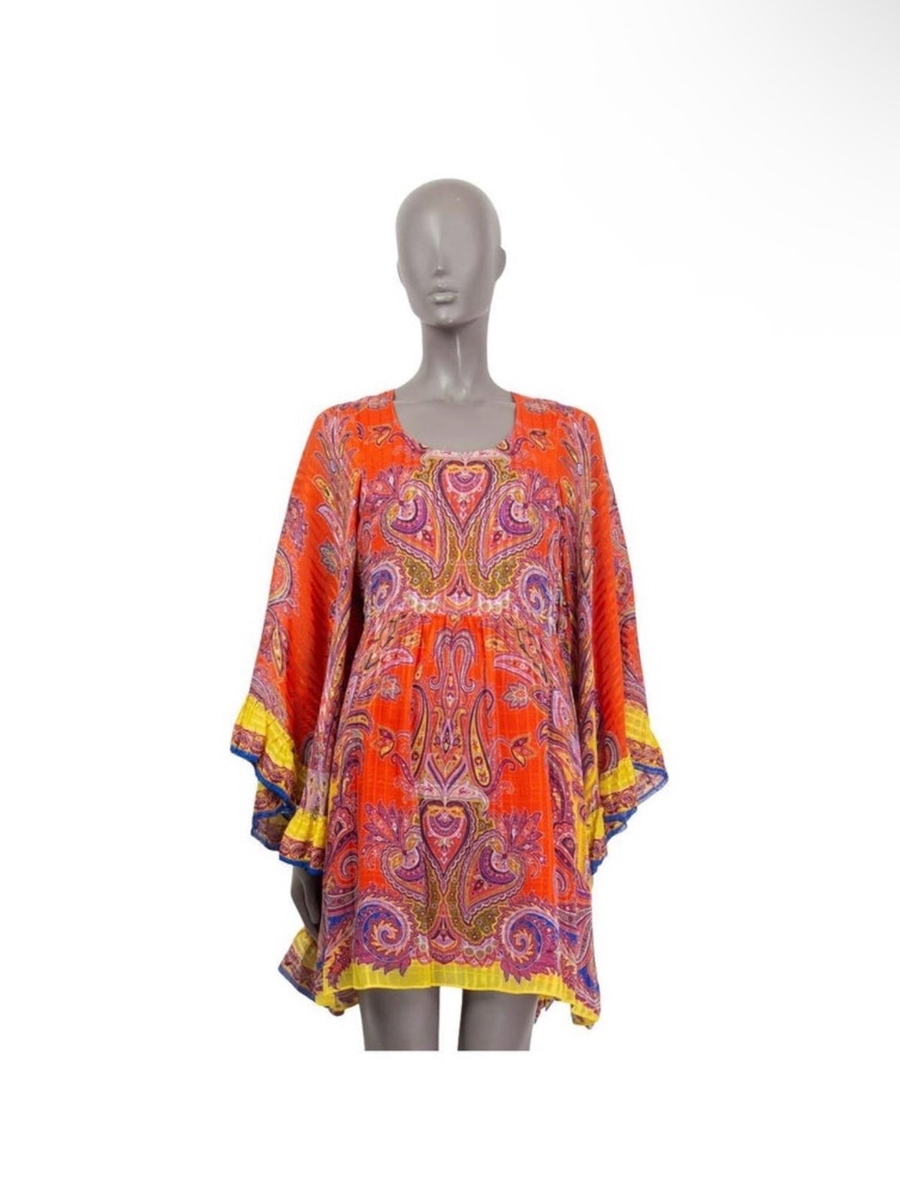 Etro Vibrant Orange Paisley Flutter-Sleeve Women’s Mini Dress